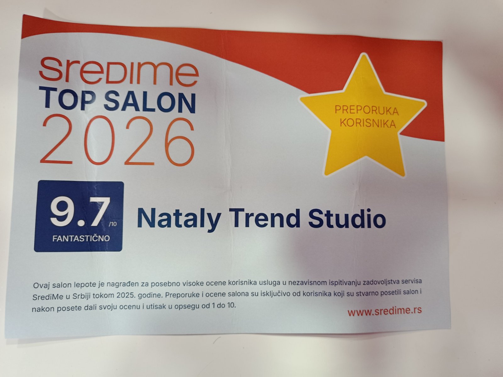 Top Salon priznanje